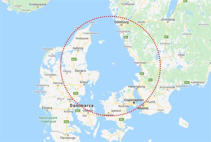 Lo stretto di Kattegat tra Danimarca e Svezia
