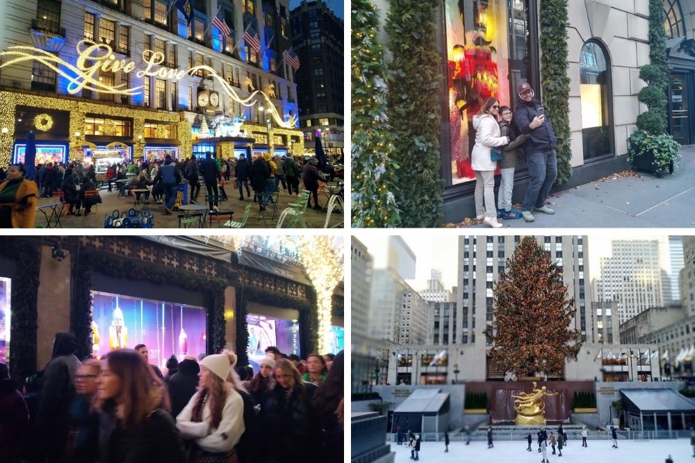 Collage di scatti durante le vacanze di Natale a New York